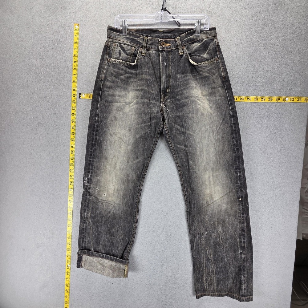 Edwin Jeans Mens Black Selvedge 505ZX Whiskers Thrashed Made in Japan Fits 30x30